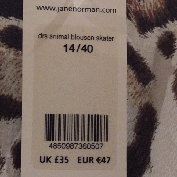 Jane Norman Dress Animal Blouson Skater Size 10 - Picture 6 of 12